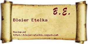 Bleier Etelka névjegykártya